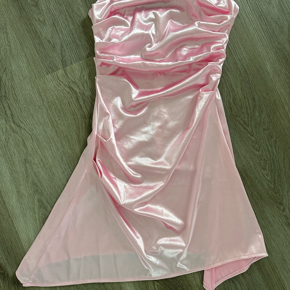 Pink satin dress xs no brand New without tags